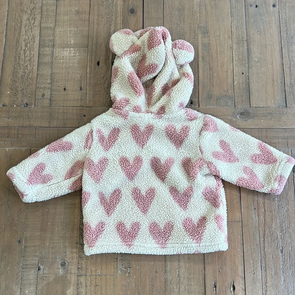 Hanna andersson heart marshmallow fleece jacket
